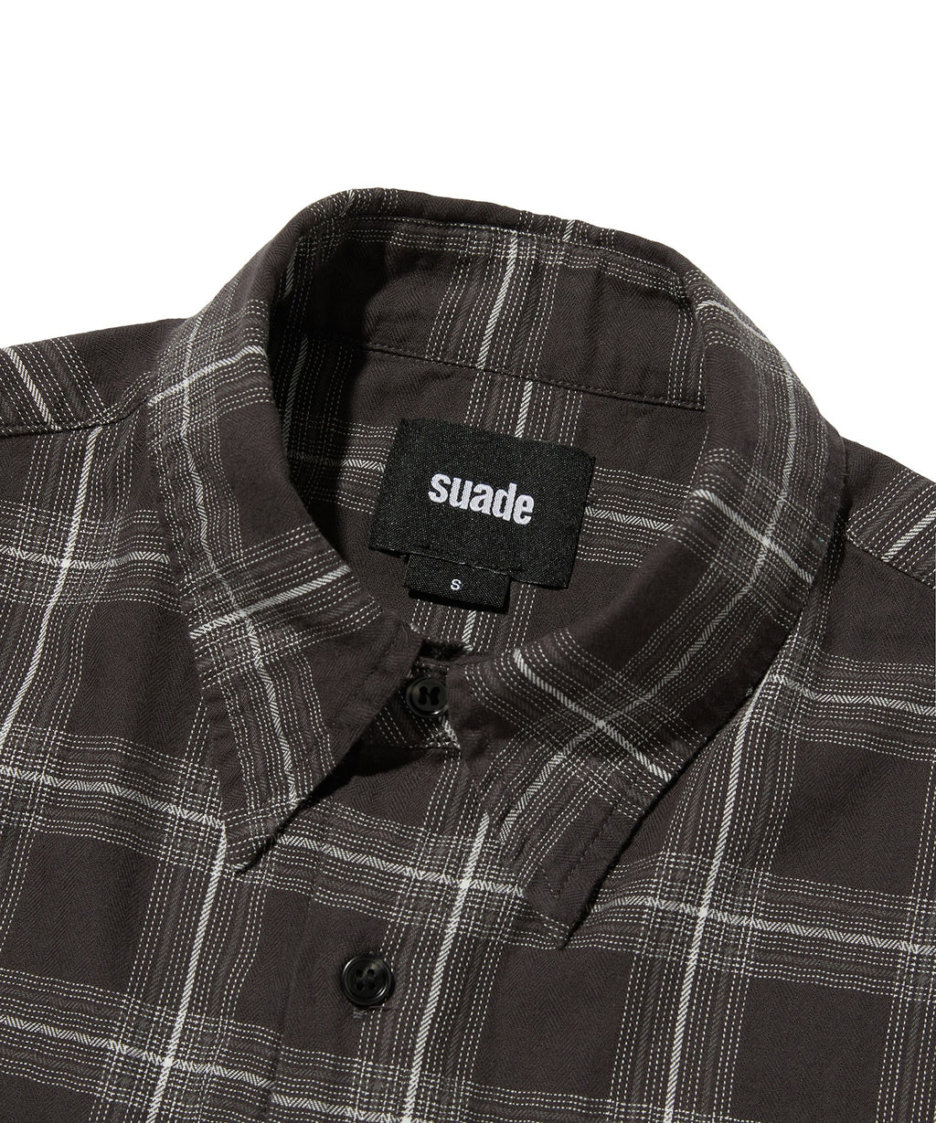 CROPPED CHECK SHIRT [GRAY]