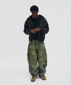 CROPPED WASHED HOOD ZIP UP [DARK BLACK]