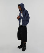 CROPPED WASHED HOOD ZIP UP [WASHING NAVY]