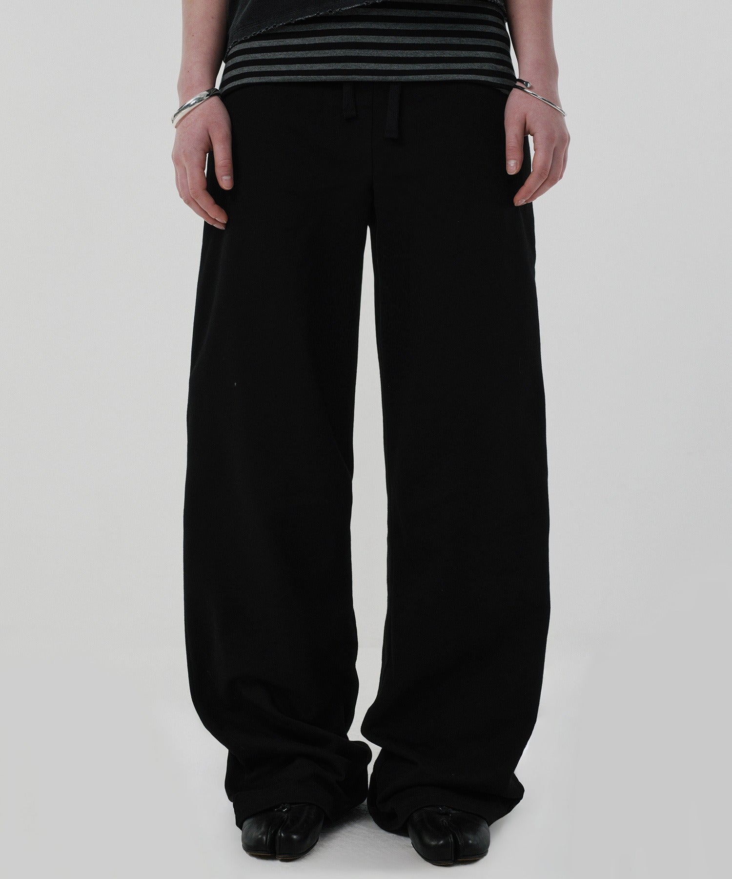 LAYERED LONG PANTS [BLACK]