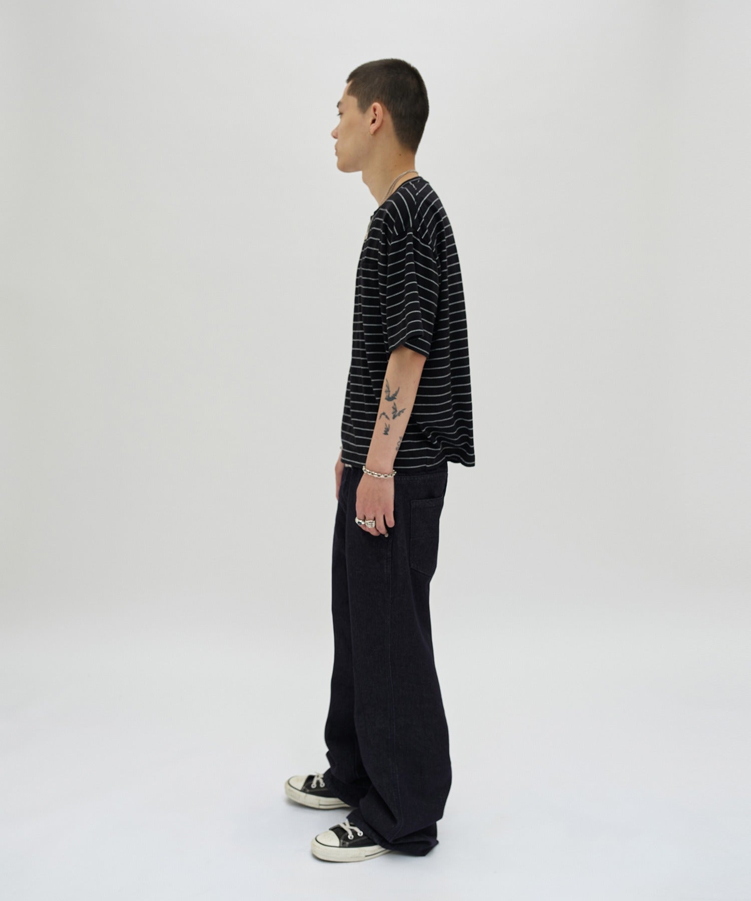 TEXTURED POCKET TEE [BLACK WHITE]