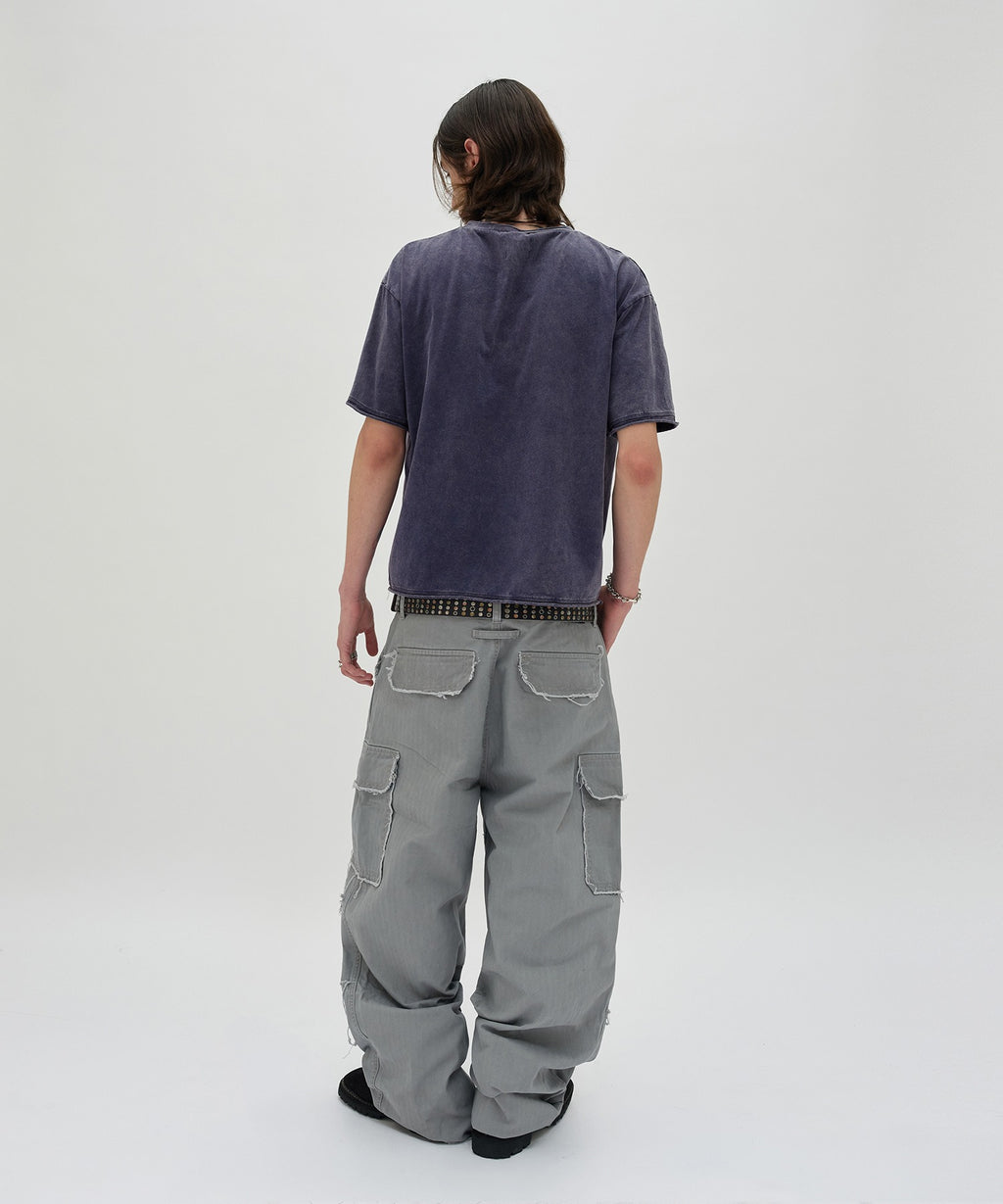 WASHED HENLEY NECK TEE [WASHING NAVY]