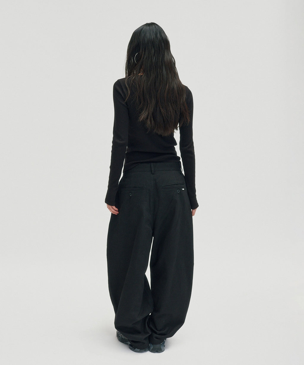 WIDE CHINO PANTS [BLACK]