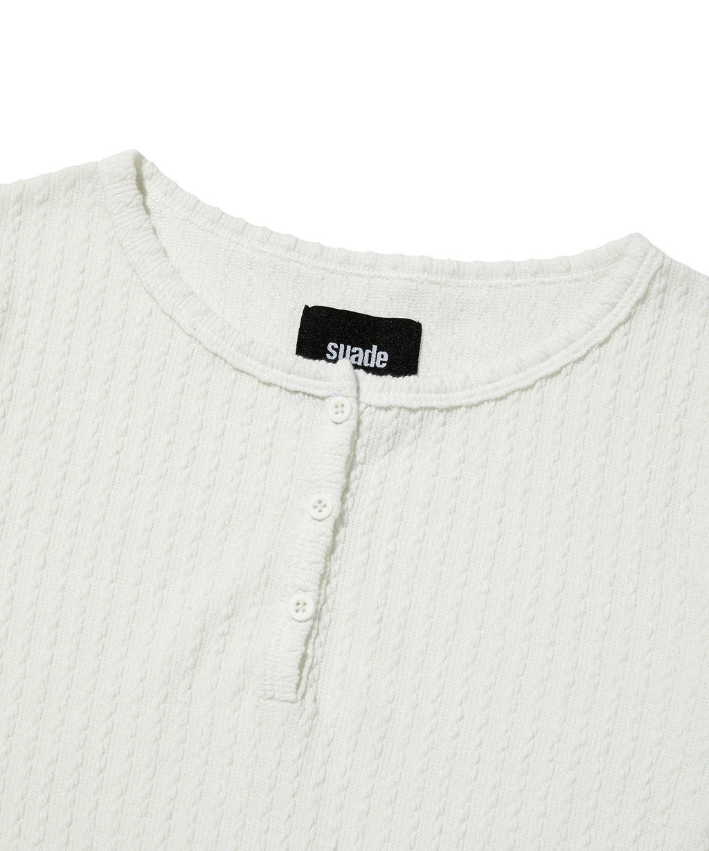 CABLE HENLEY NECK [WHITE]