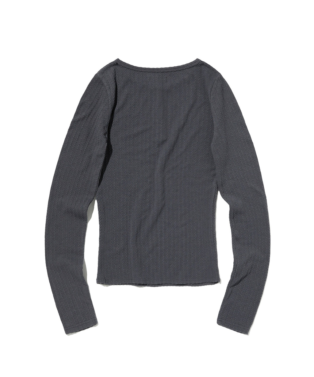 CABLE HENLEY NECK [CHARCOAL GRAY]