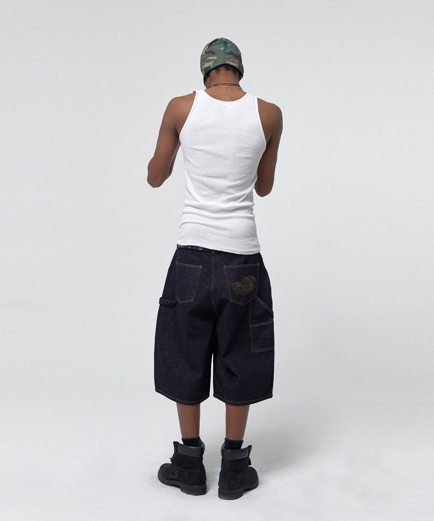 CONTOUR DOUBLE KNEE SHORTS [RAW INDIGO]