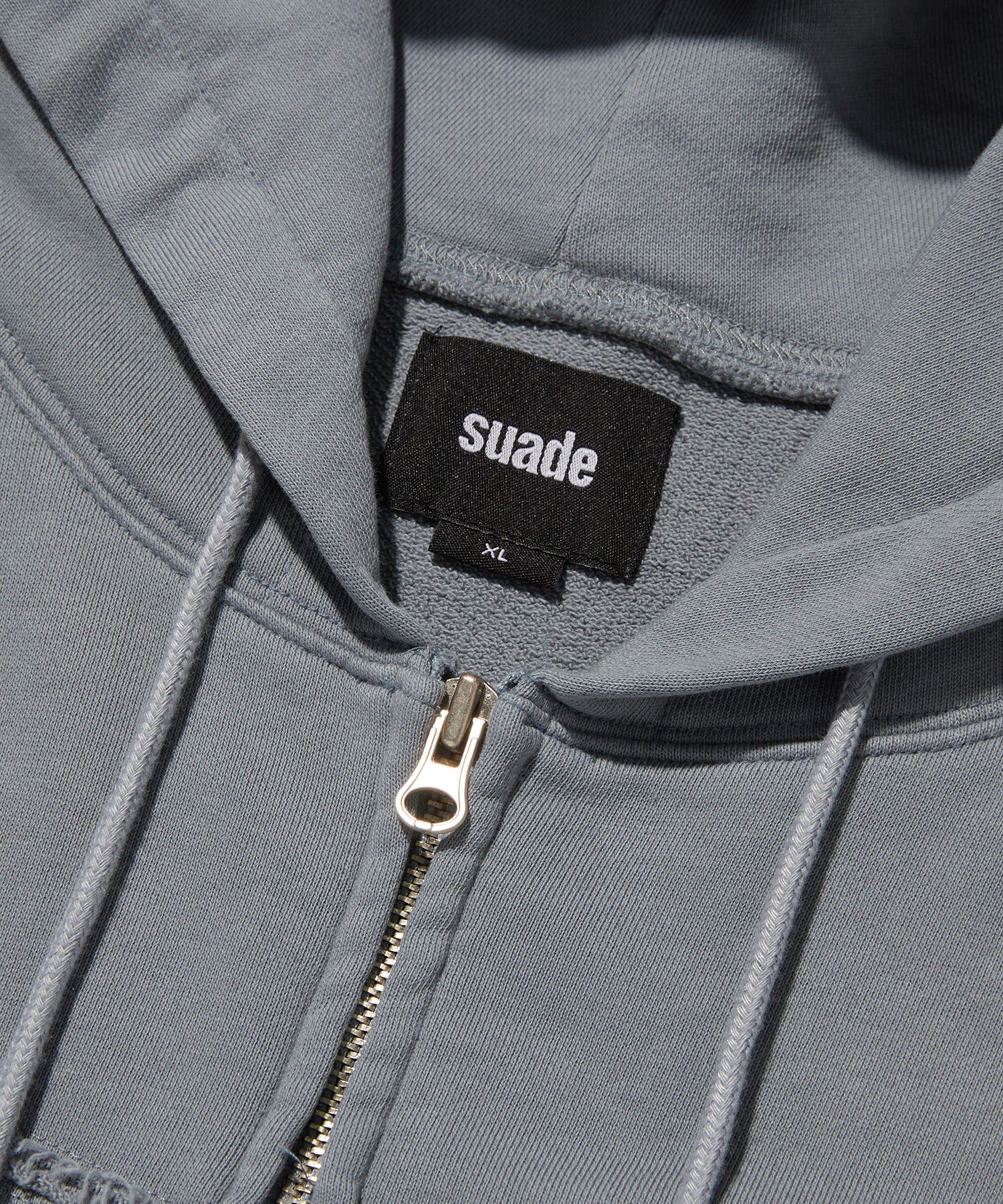 LOOSE SUADE HOOD ZIP UP [BLUE GRAY]