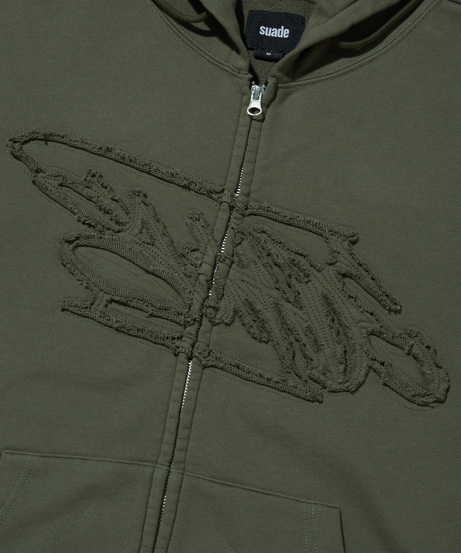 LOOSE SUADE HOOD ZIP UP [KHAKI]