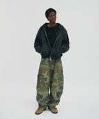 CROPPED WASHED HOOD ZIP UP [WASHING BLACK]