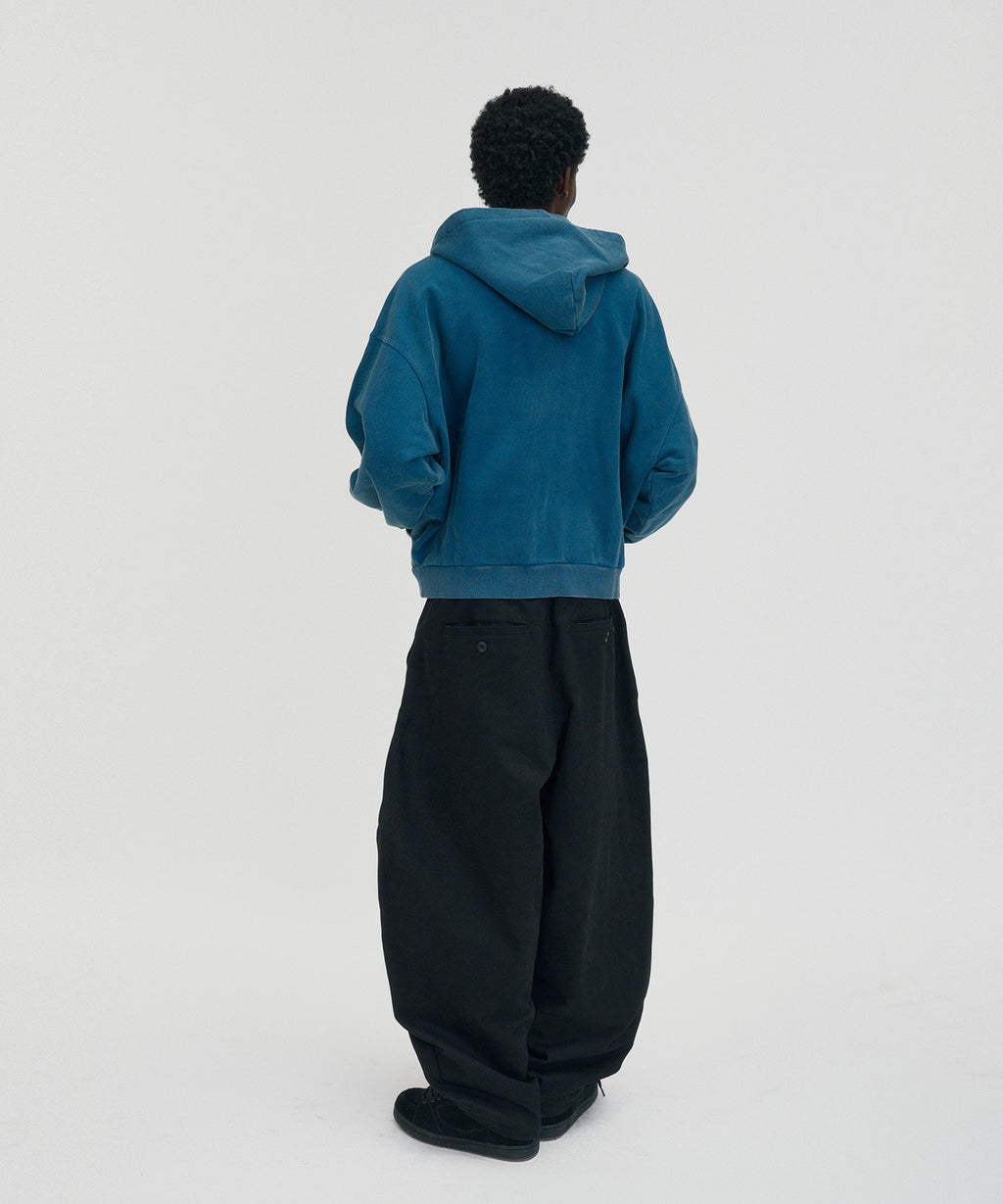 CROPPED WASHED HOOD ZIP UP [DEEP GREEN]