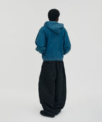 CROPPED WASHED HOOD ZIP UP [DEEP GREEN]