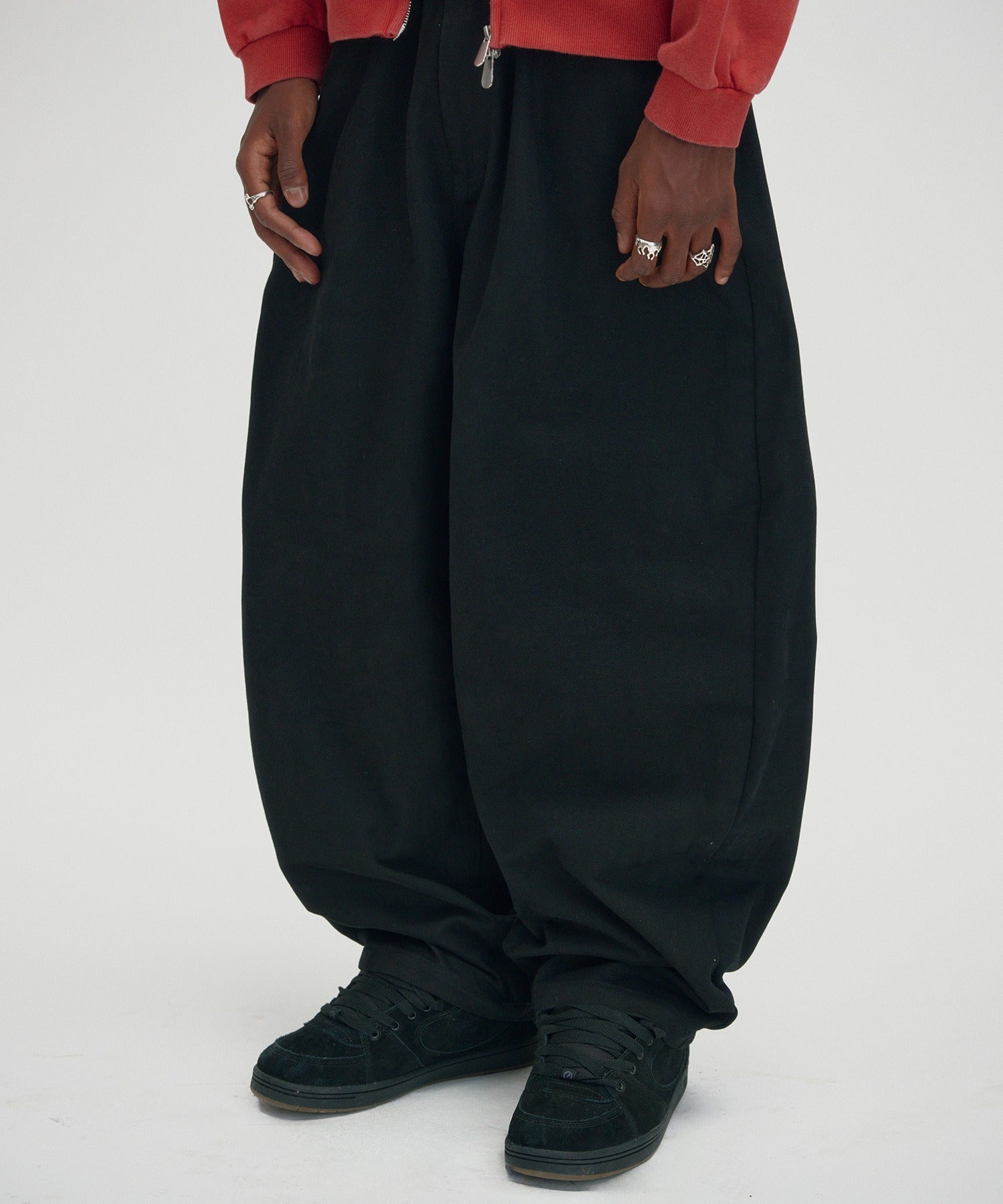 WIDE CHINO PANTS [BLACK]