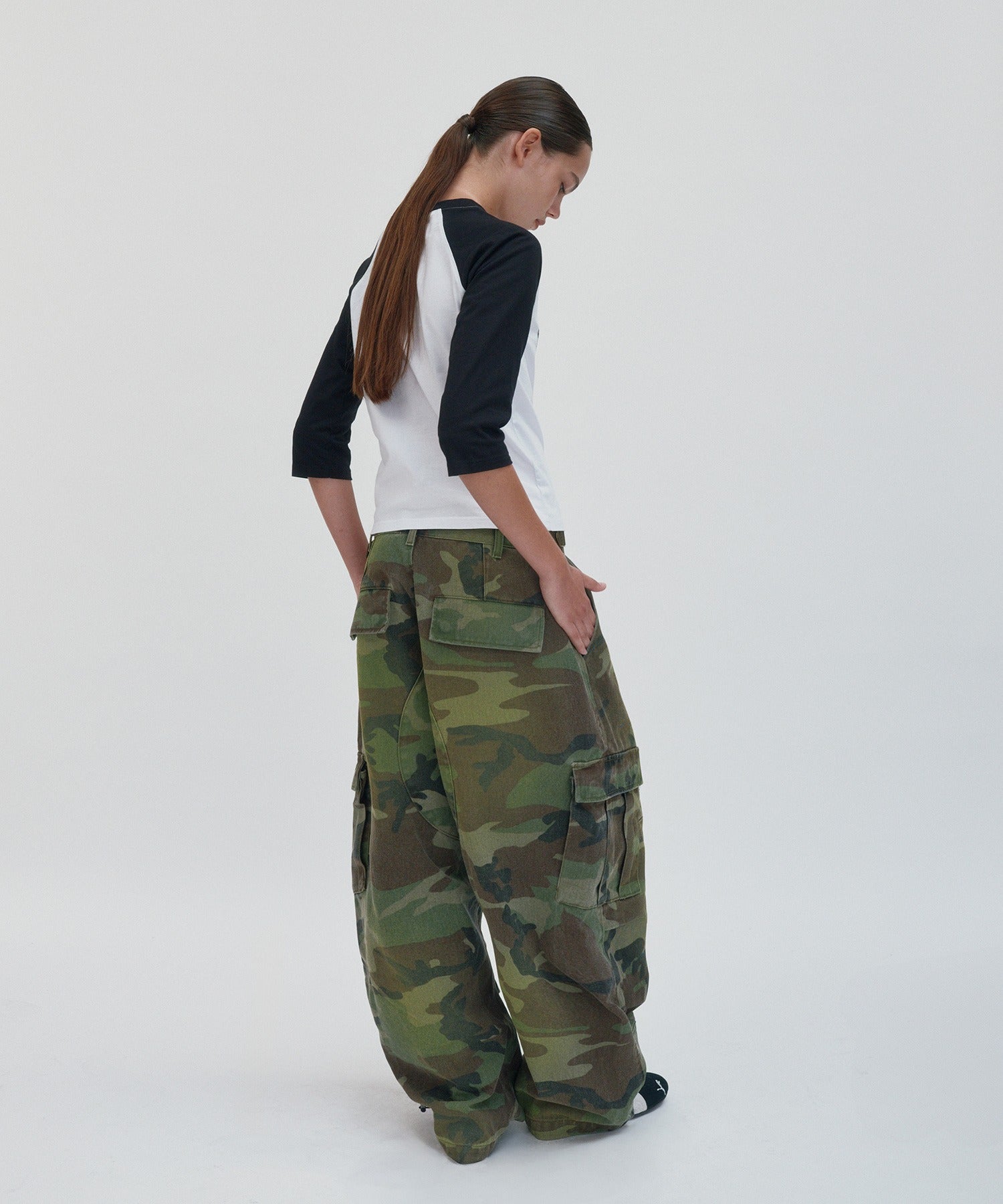 WASHED CARGO PANTS [GREEN CAMO]