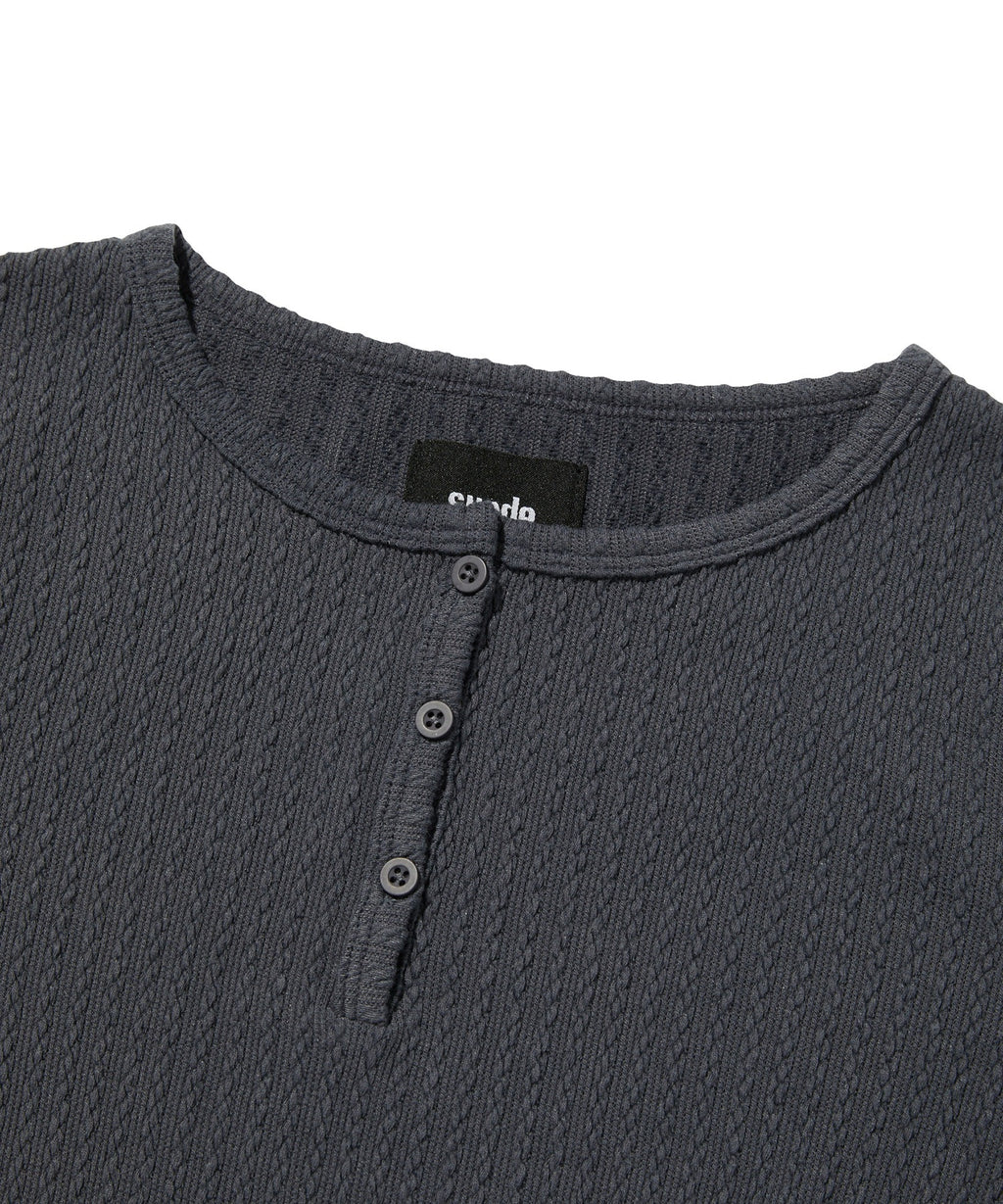 CABLE HENLEY NECK [CHARCOAL GRAY]