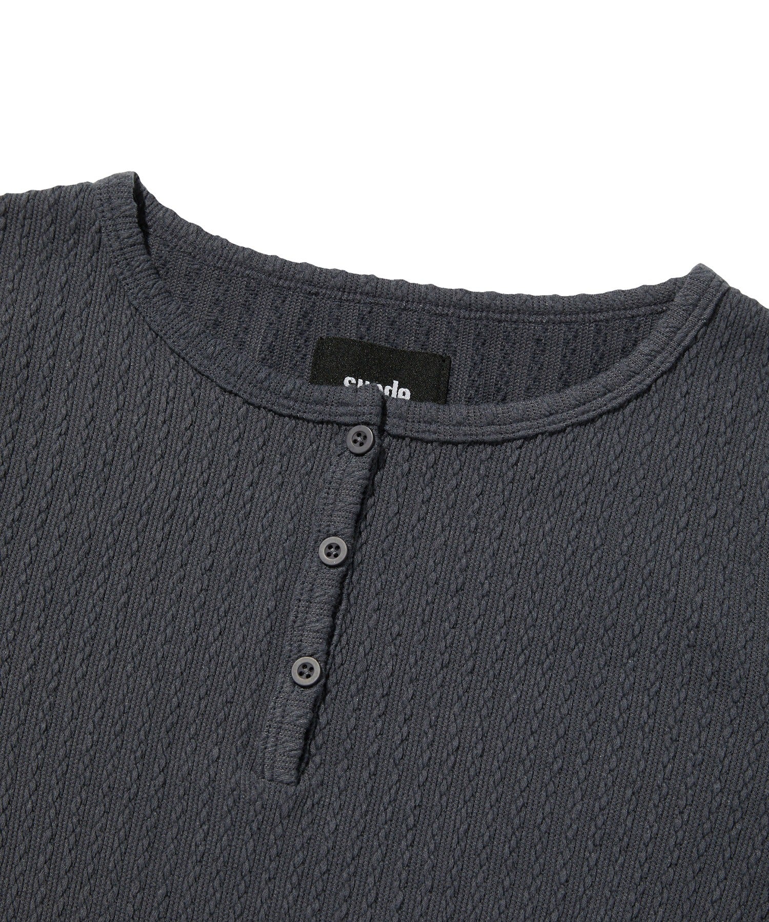CABLE HENLEY NECK [CHARCOAL GRAY]