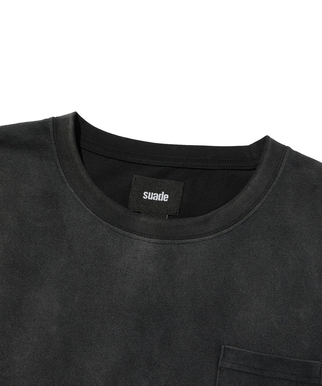 POCKET CROPPED TEE [WASHING BLACK]