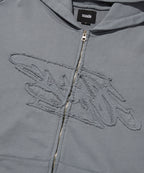 LOOSE SUADE HOOD ZIP UP [BLUE GRAY]