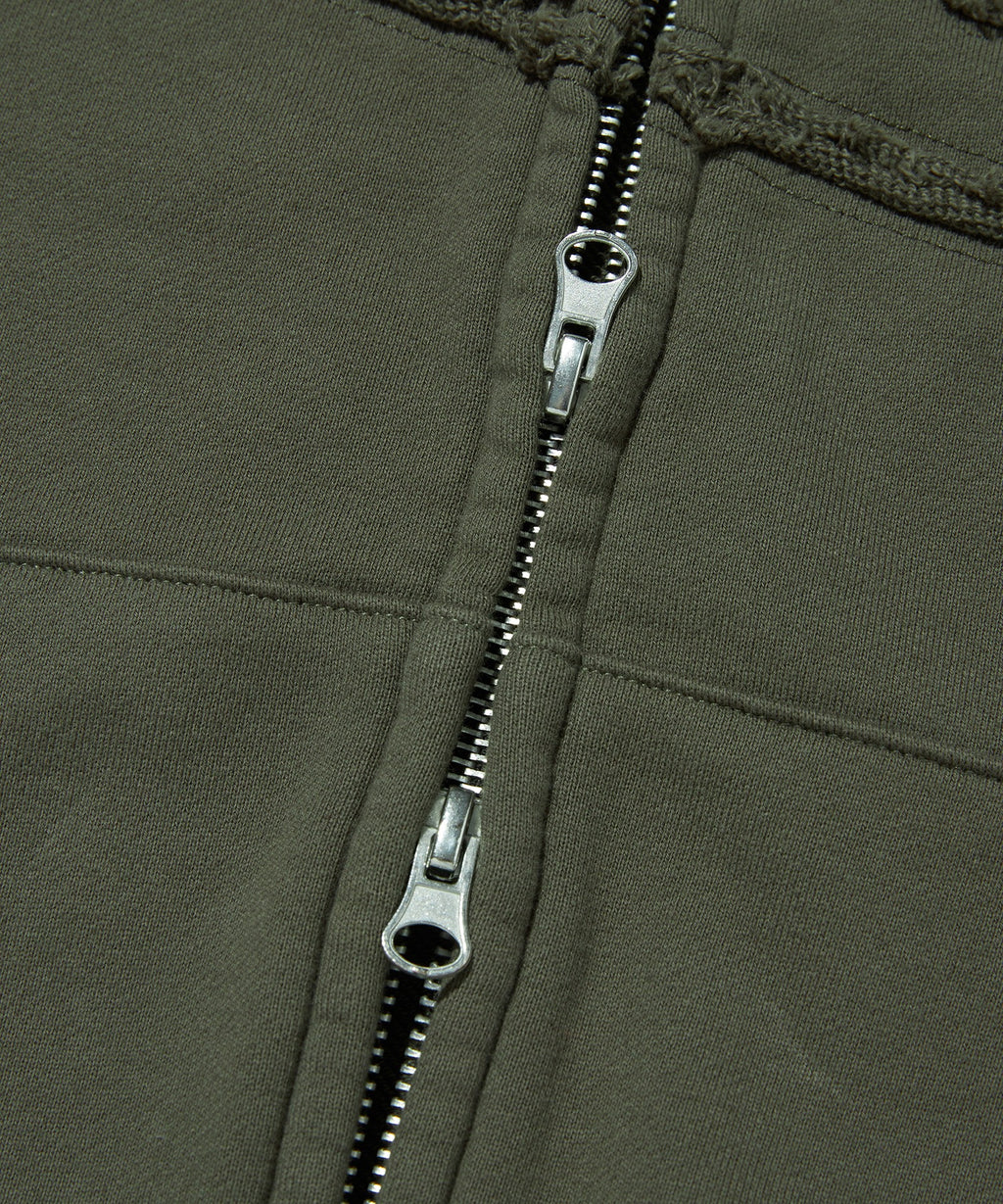 LOOSE SUADE HOOD ZIP UP [KHAKI]