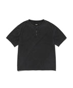 WASHED HENLEY NECK TEE [WASHING BLACK]