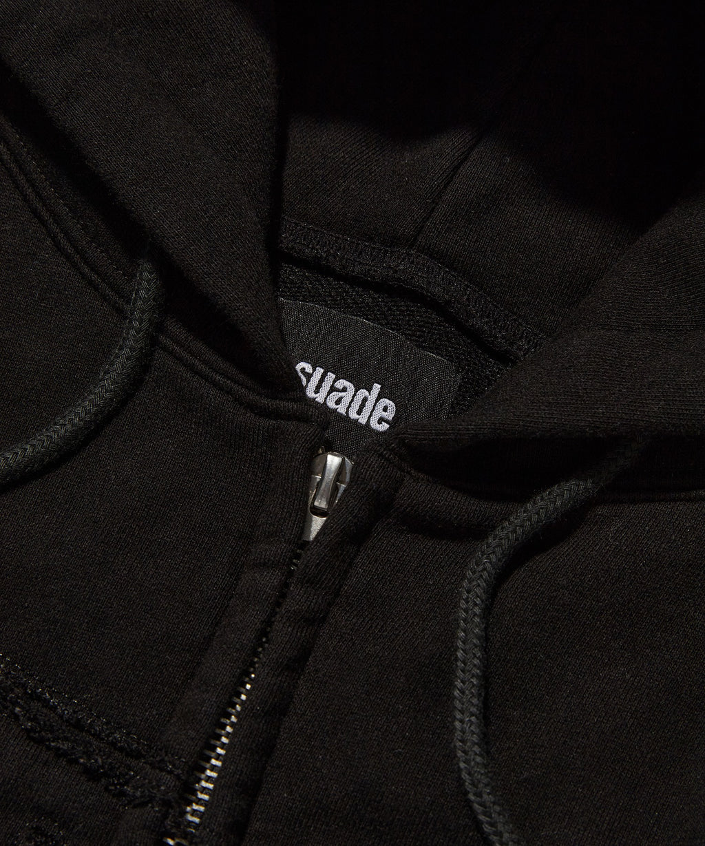 LOOSE SUADE HOOD ZIP UP [BLACK]