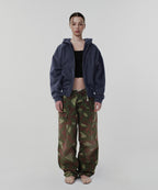 CROPPED WASHED HOOD ZIP UP [WASHING NAVY]