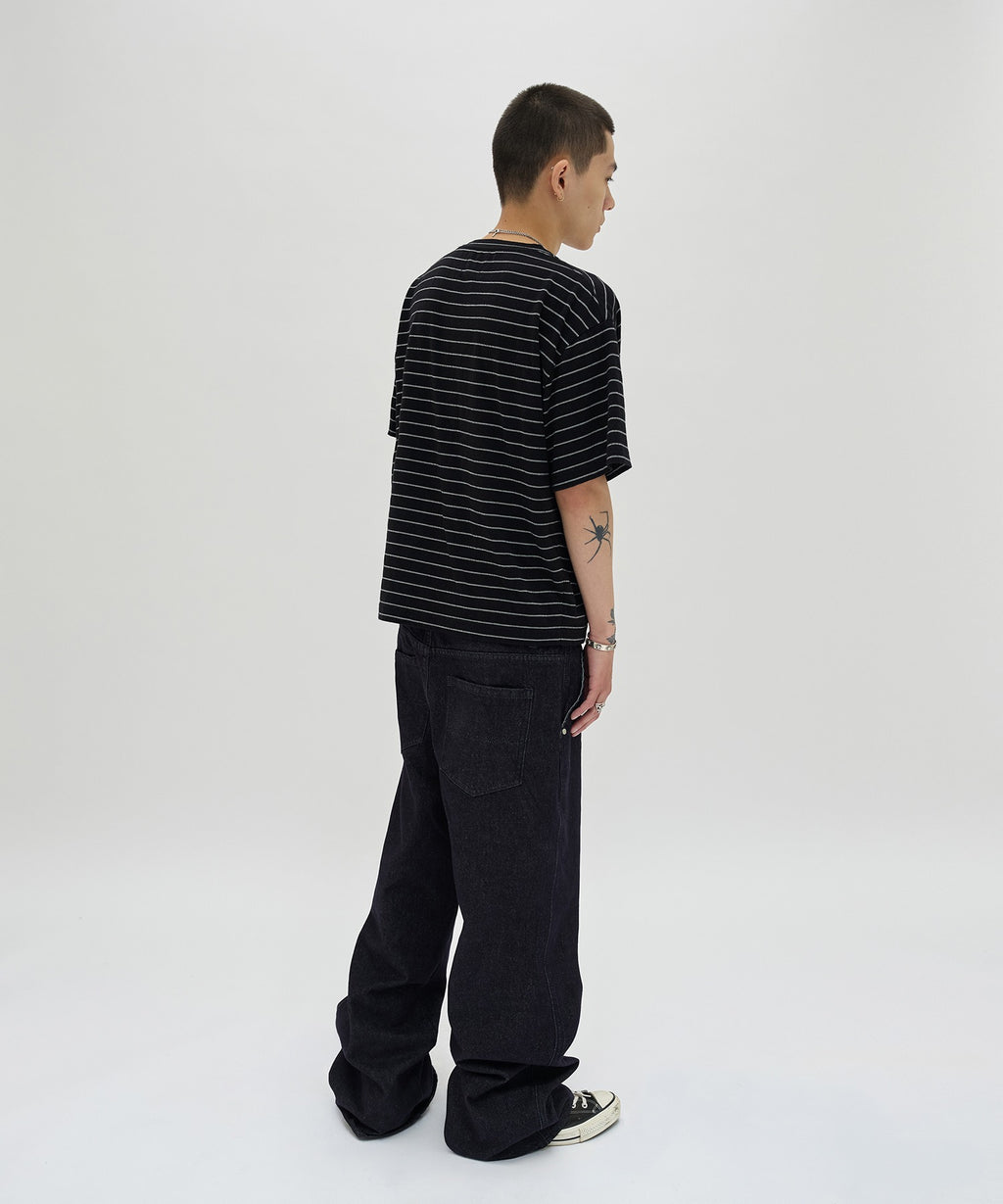 TEXTURED POCKET TEE [BLACK WHITE]