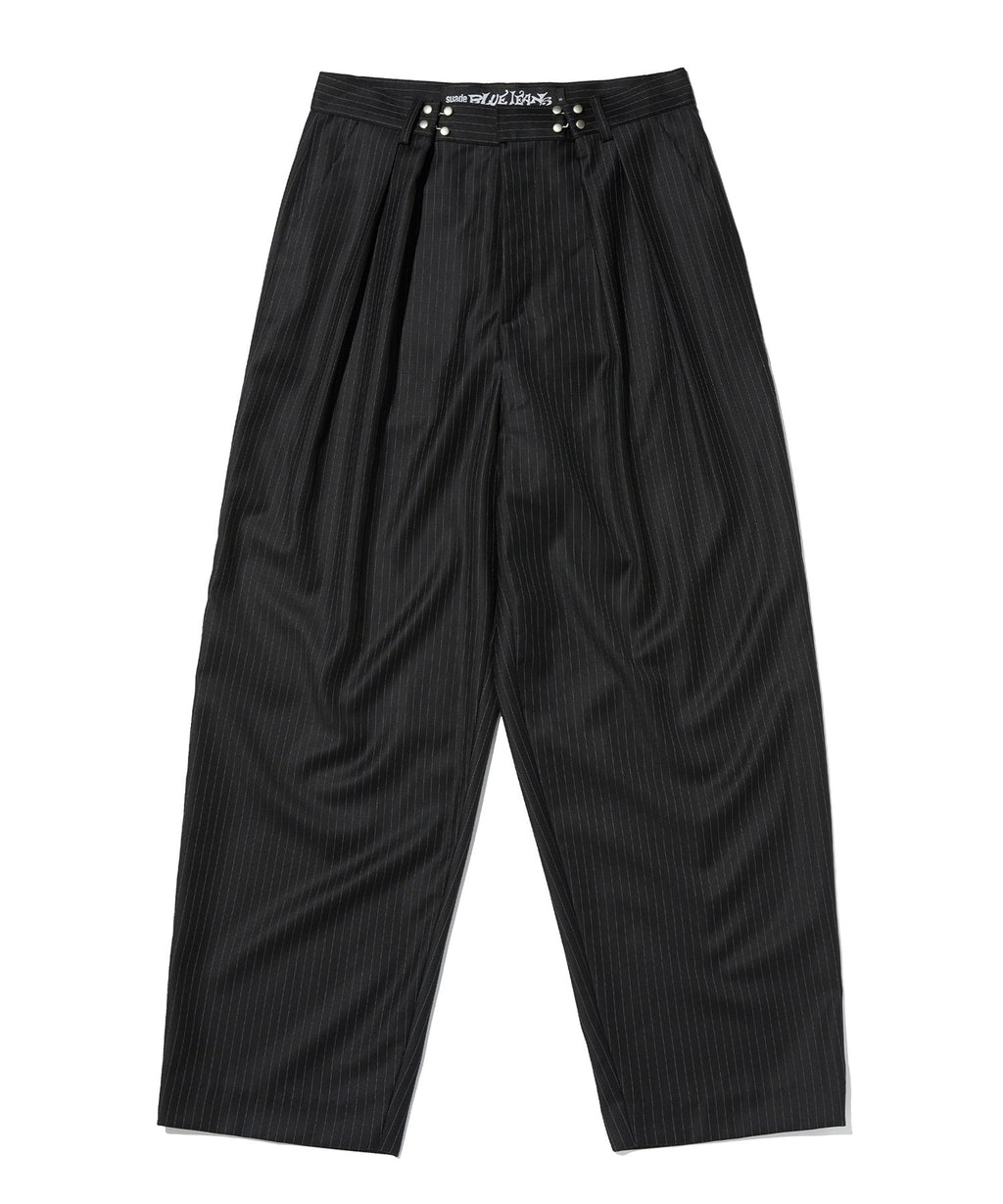 TWO TUCK STRIPE SLACKS [BLACK]