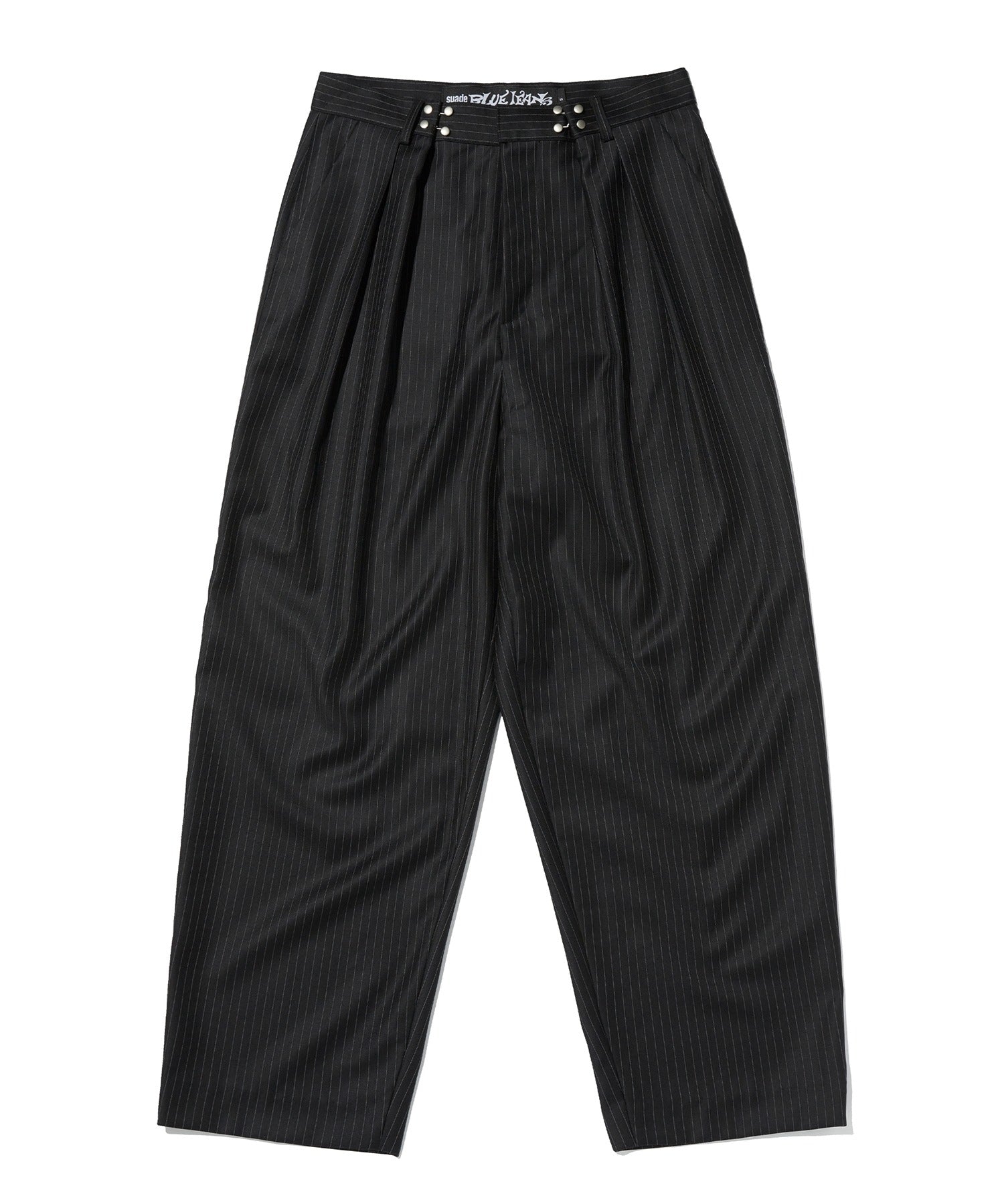 TWO TUCK STRIPE SLACKS [BLACK]