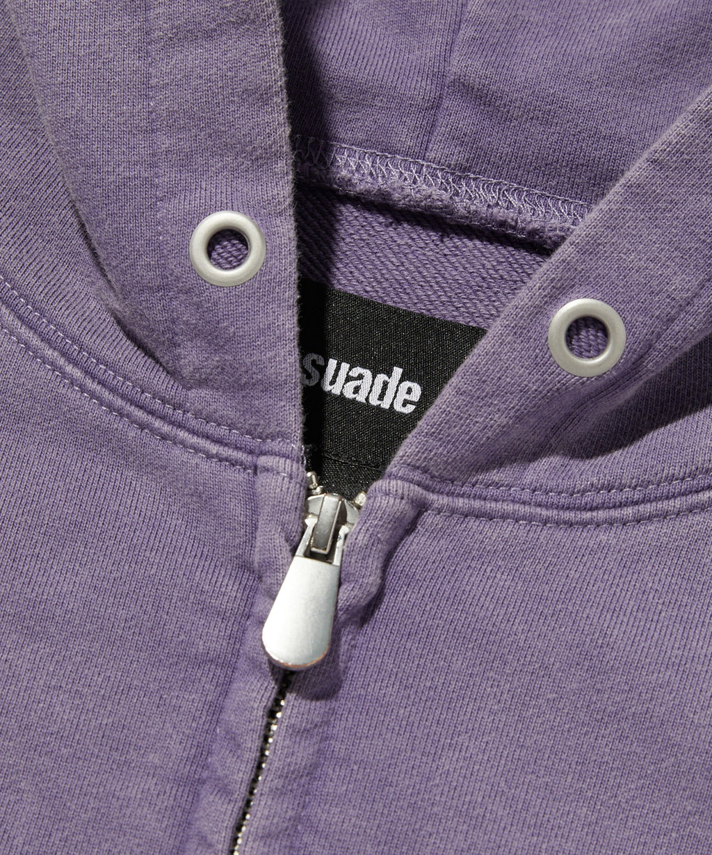 CROPPED WASHED HOOD ZIP UP [PURPLE]