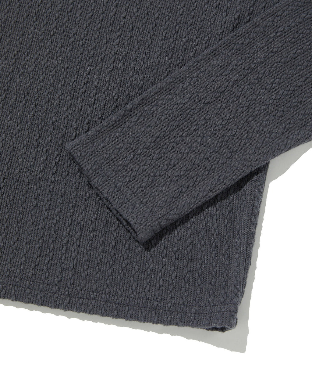 CABLE HENLEY NECK [CHARCOAL GRAY]