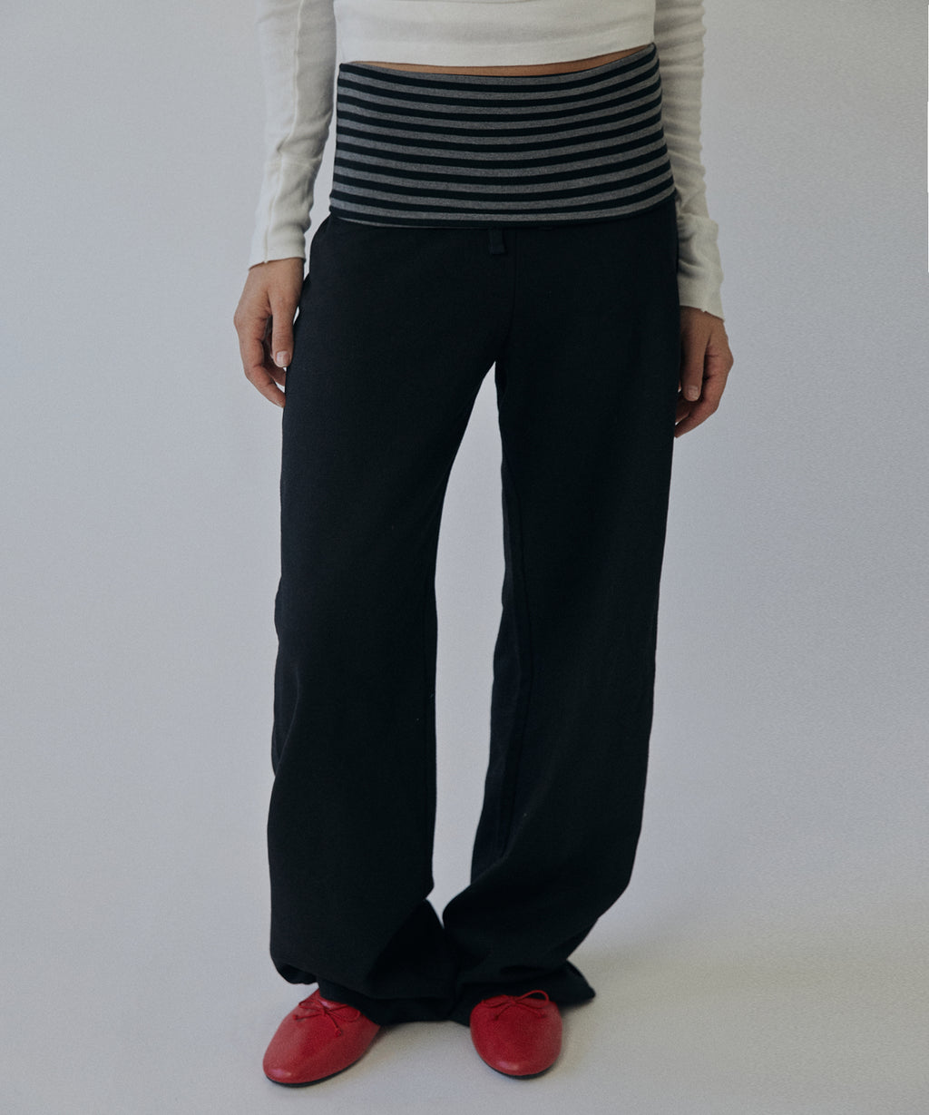 LAYERED LONG PANTS [BLACK]