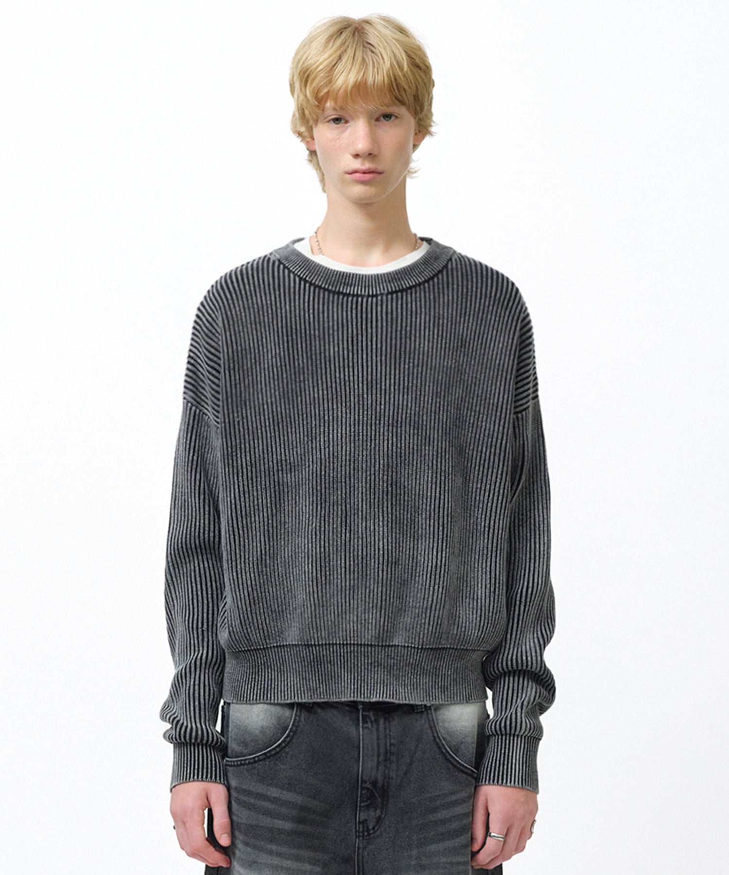 WASHED KNIT [BLACK]
