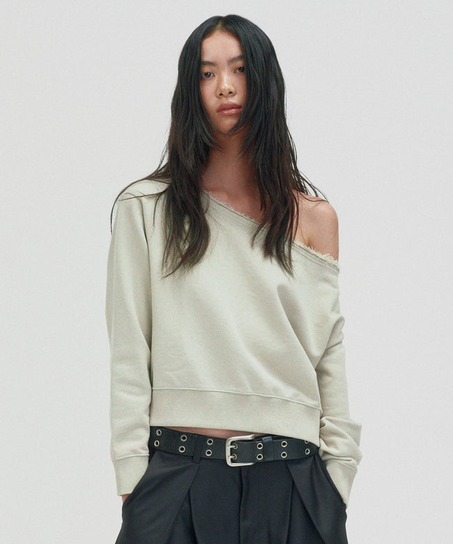 SUNNY ONE SHOULDER CREWNECK [CREAM] Hover Image
