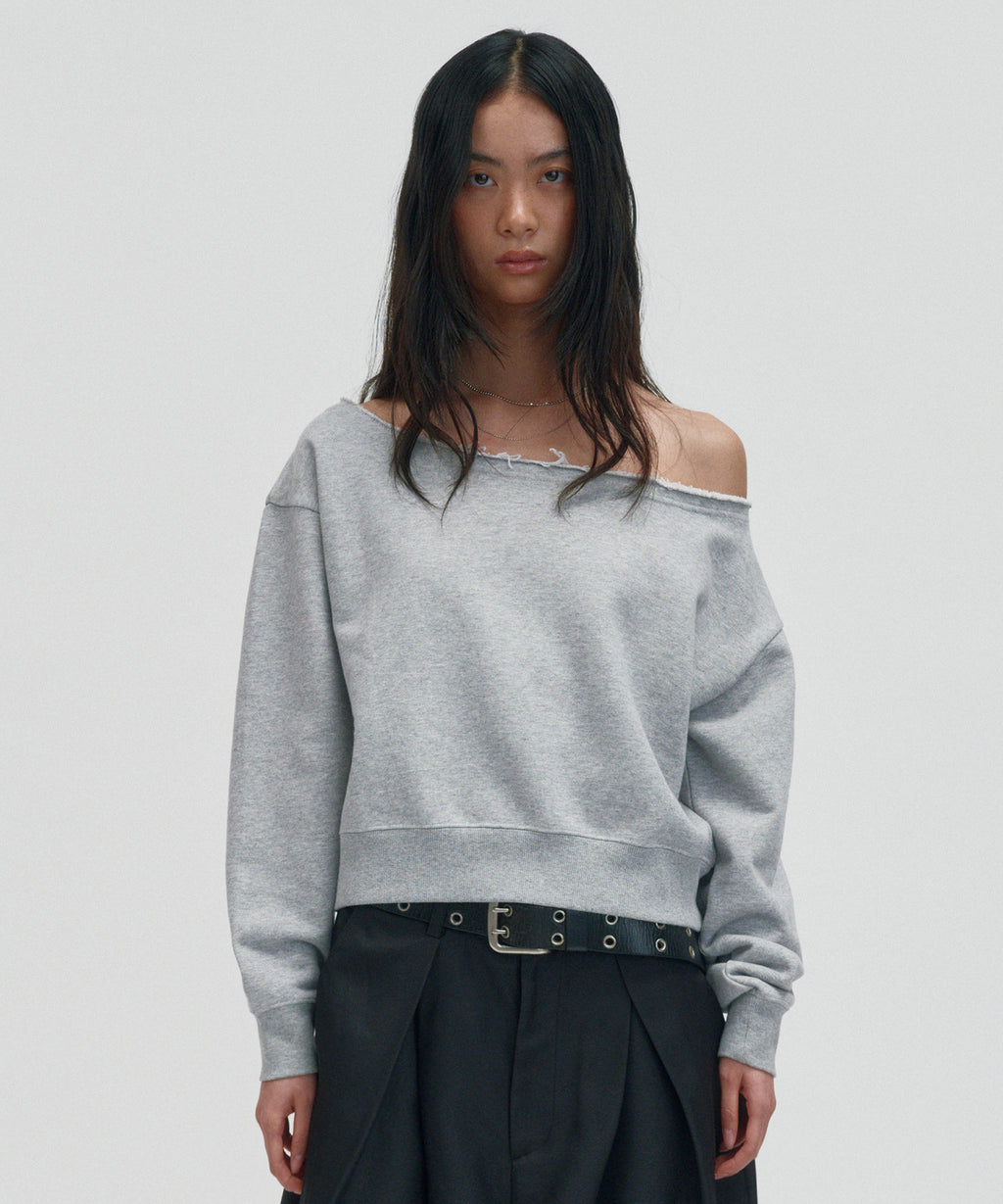 SUNNY ONE SHOULDER CREWNECK [GRAY]