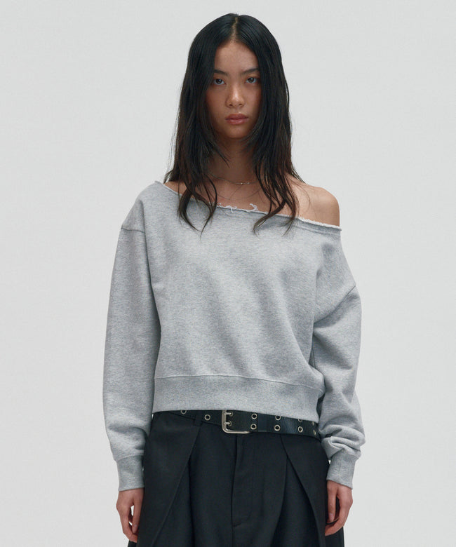 SUNNY ONE SHOULDER CREWNECK [GRAY] Hover Image