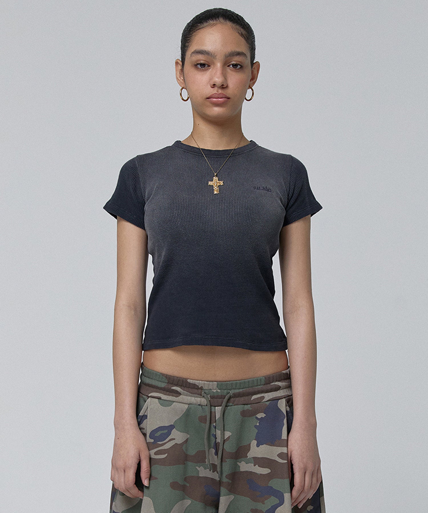 WASHED THERMAL LOGO TEE [BLACK]